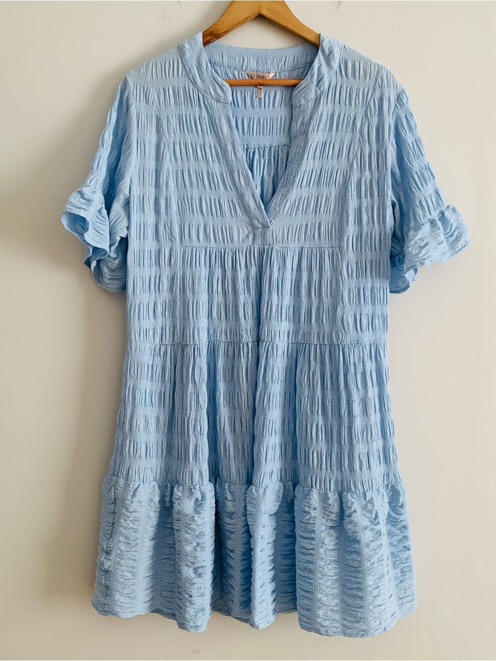 Esqualo - Dagny Seersucker Dress Blue and White